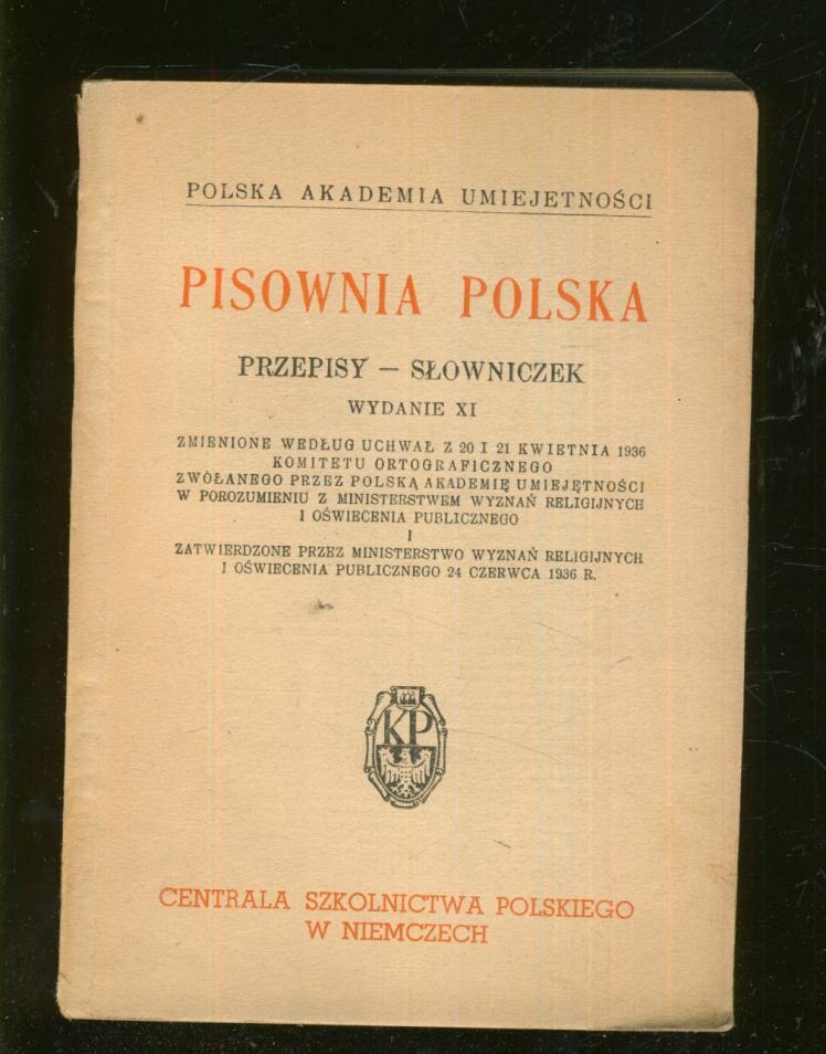 PISOWNIA POLSKA; przepisy - słowniczek; 1936