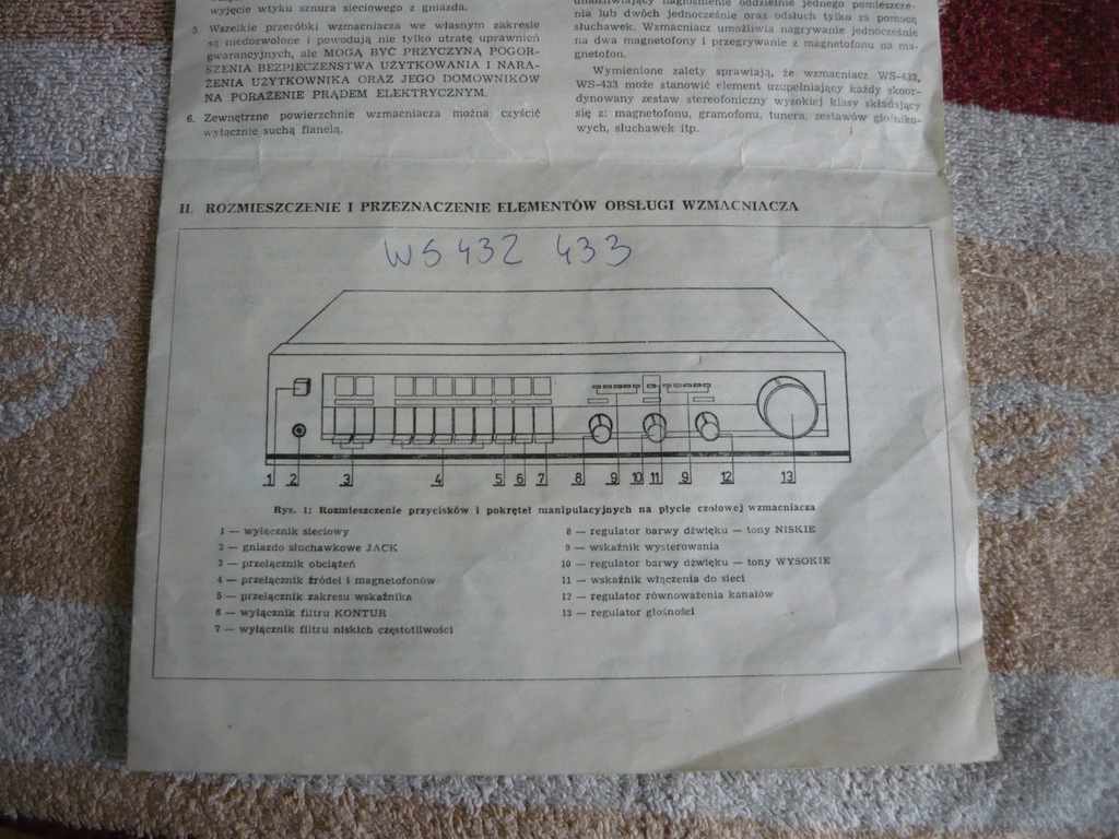 Wzmacniacz ws 432 ws442 instrukcja obsługi schemat