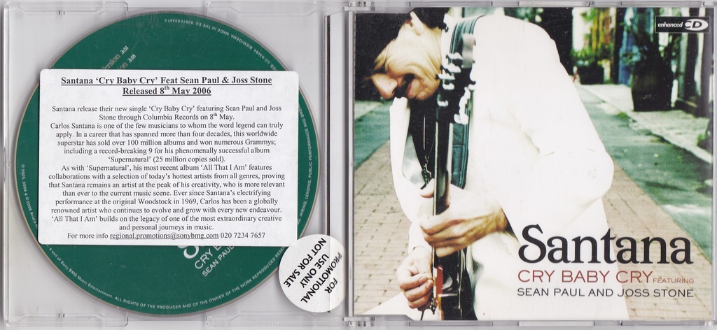 Santana  Sean Paul And Joss Stone ‎Cry Baby Cry CD