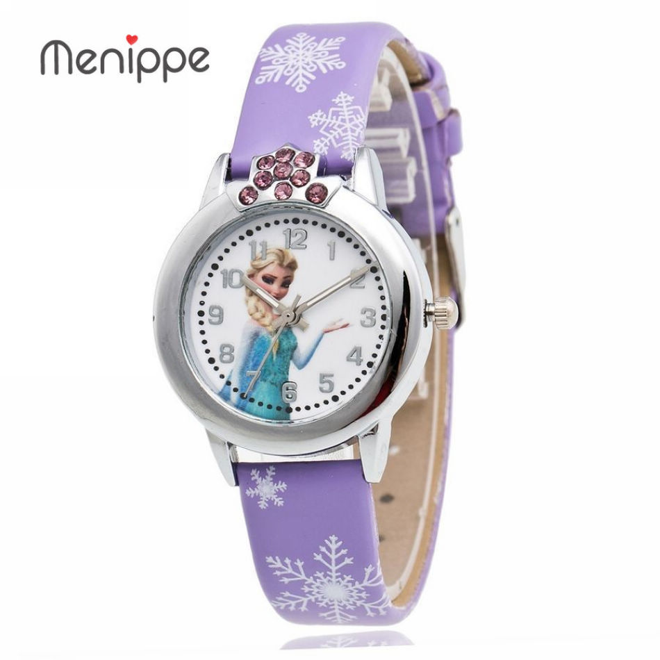 Śliczny zegarek Kraina lodu fioletowy pasek! Elsa