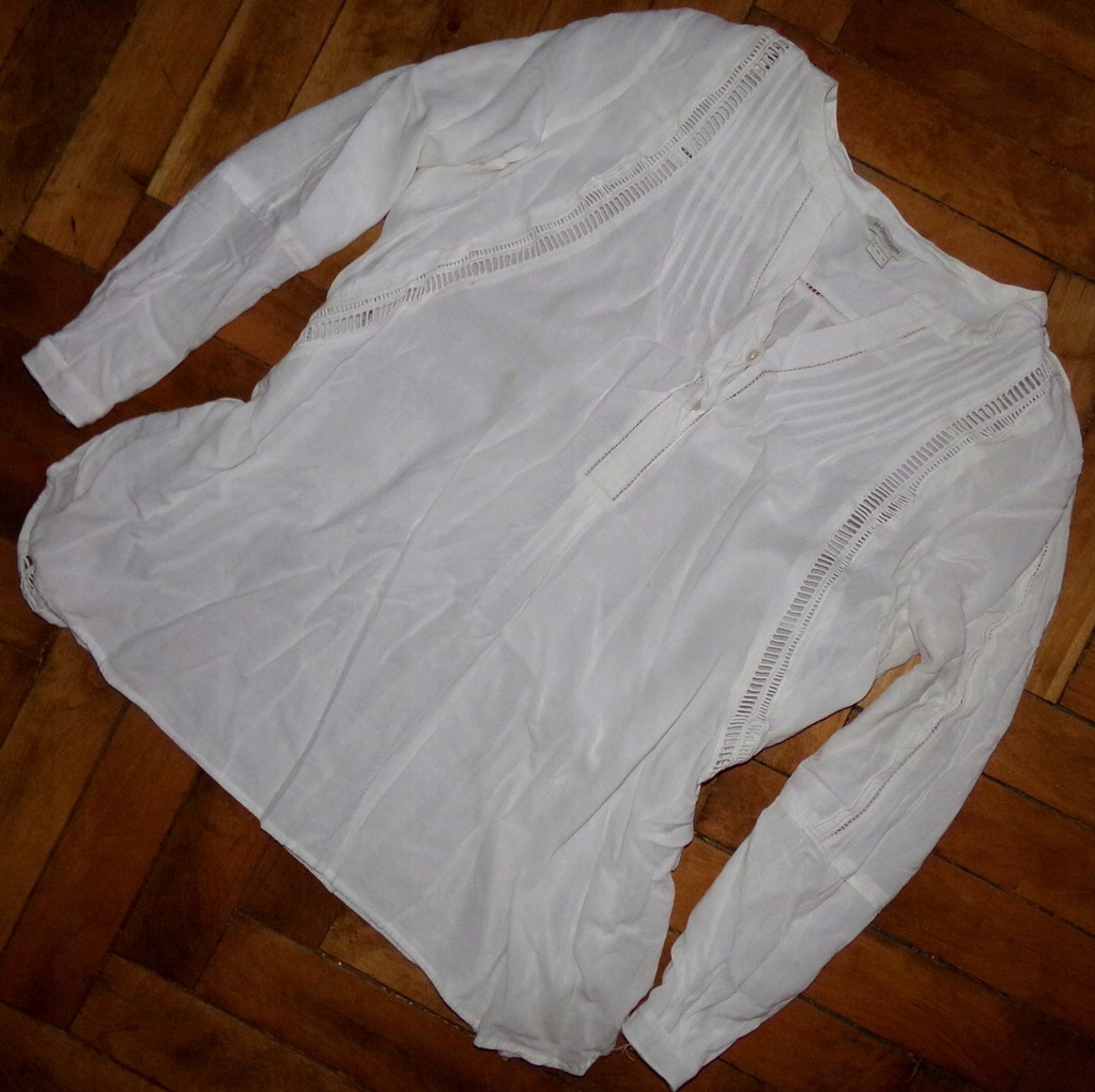 46-48 MONSOON ecru koszulowa BOHO trapezowa bluzka