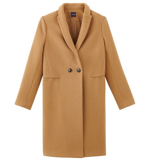 WEŁNIANY PŁASZCZ PROMOD karmelowy CAMEL 38