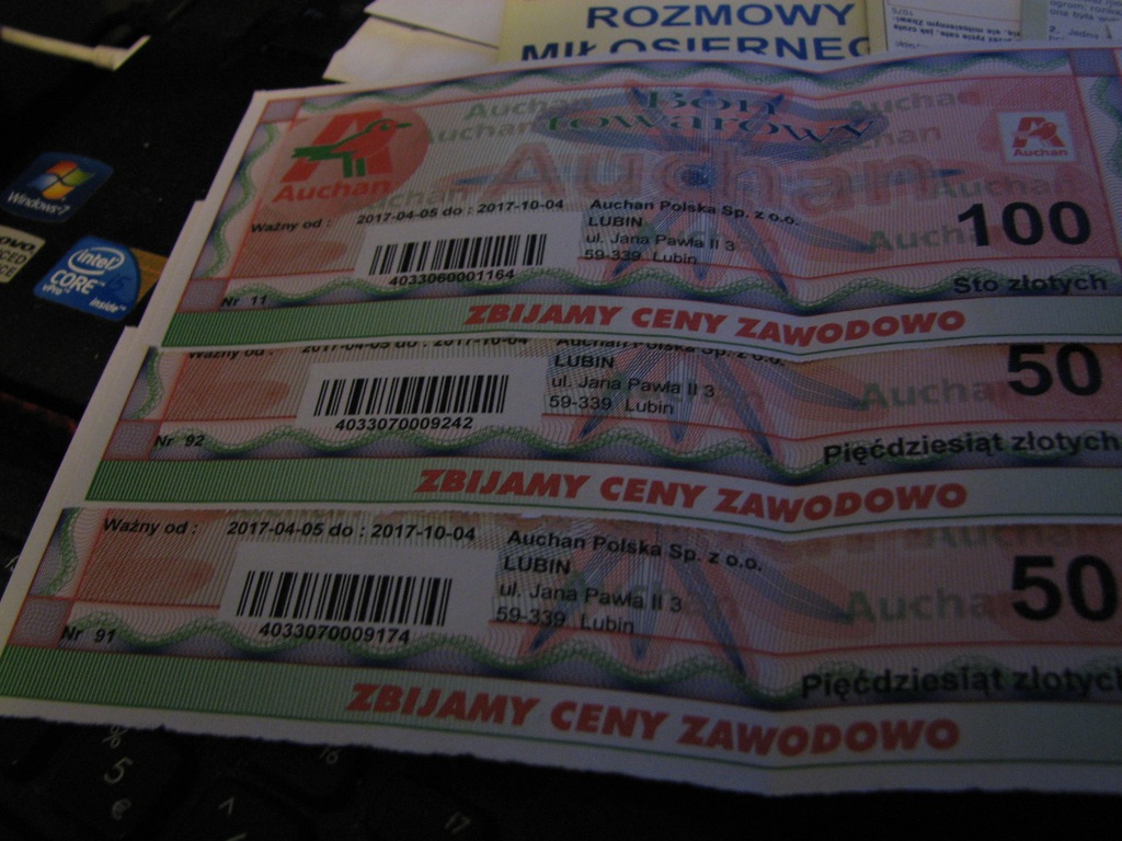 bony towarowe do Auchan