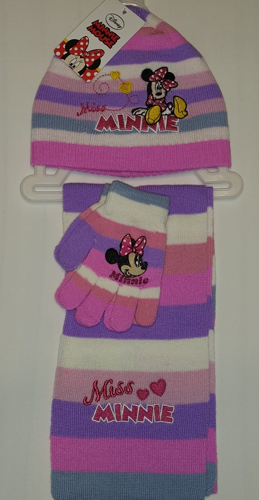 Komplet czapka szalik rękawiczki Myszka Minnie r54
