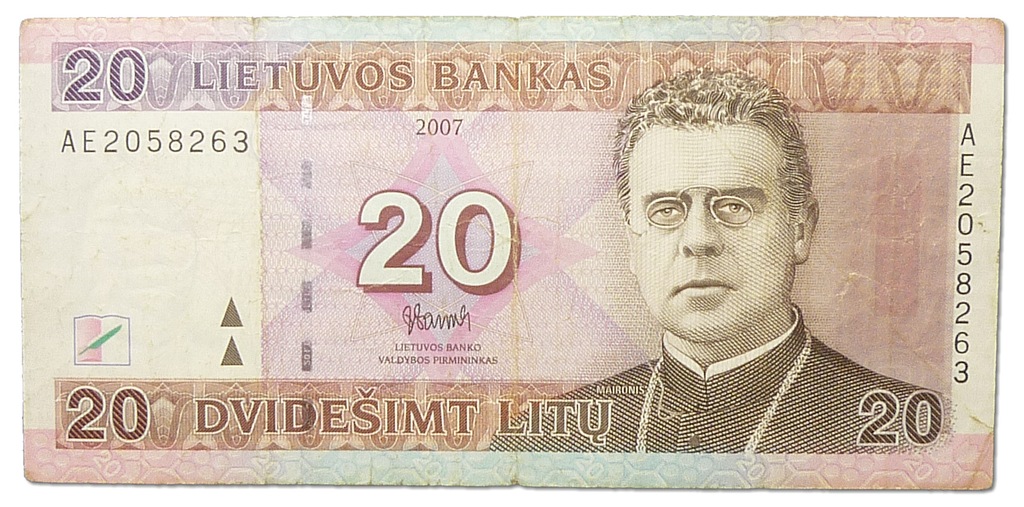 15.Litwa, 20 Litów 2007 rzadszy, P.69, St.3+