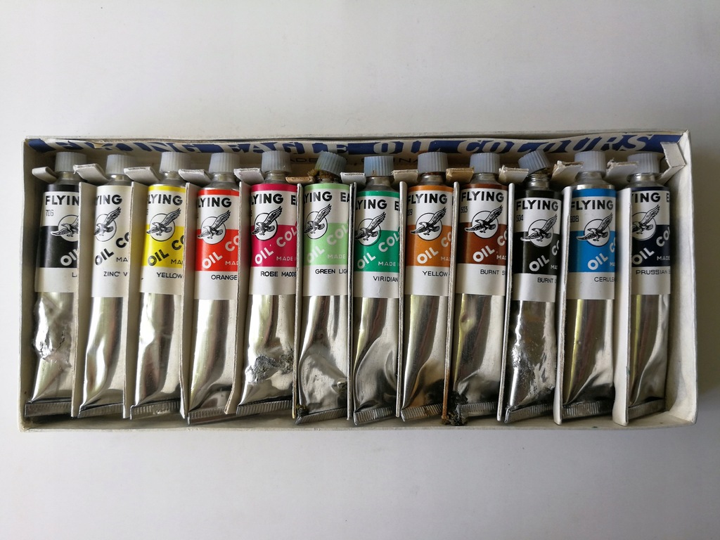 Chińskie farby olejne w tubkach 12 kolor retro PRL
