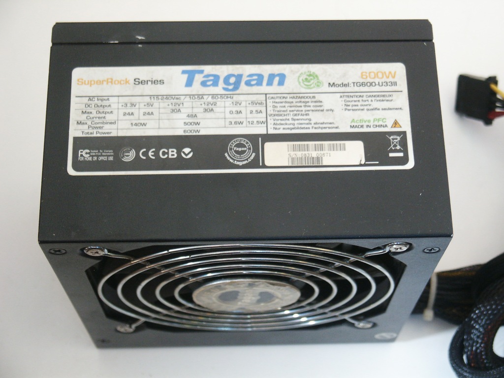 Zasilacz ATX Tagan TG600-U33II 600W PCI-E/SATA