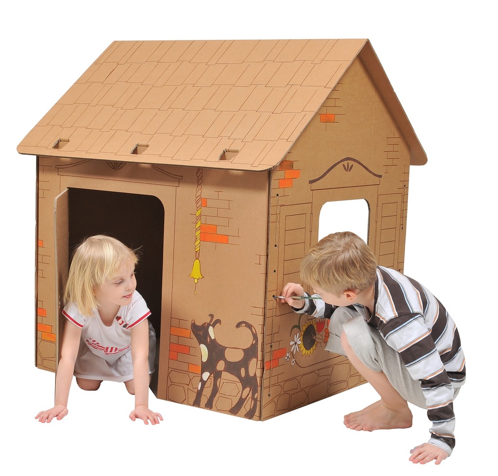 Domek Z Kartonu Do Malowania DOMEK z tektury KARTONOWY do malowania NA PREZENT - 7765060949