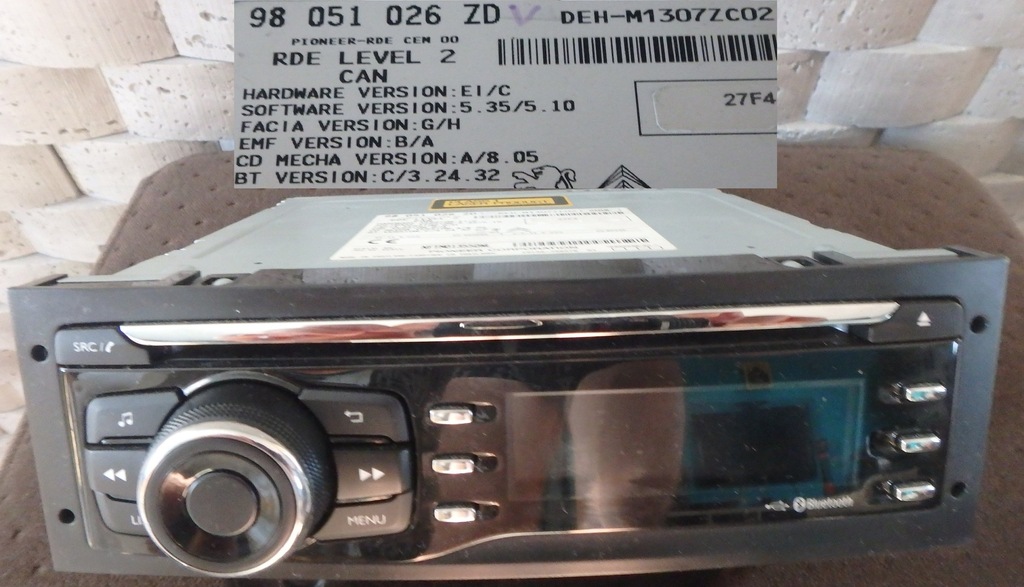 RADIO PEUGEOT 208 2008 CD MP3 USB BLUETOOTH KOD