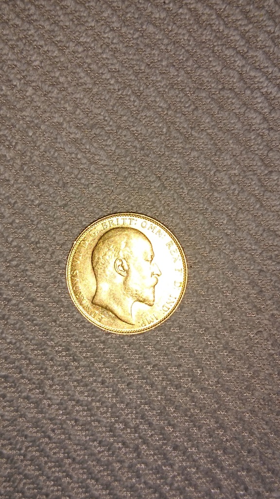 Złota moneta Edward VII 1908 gold coin