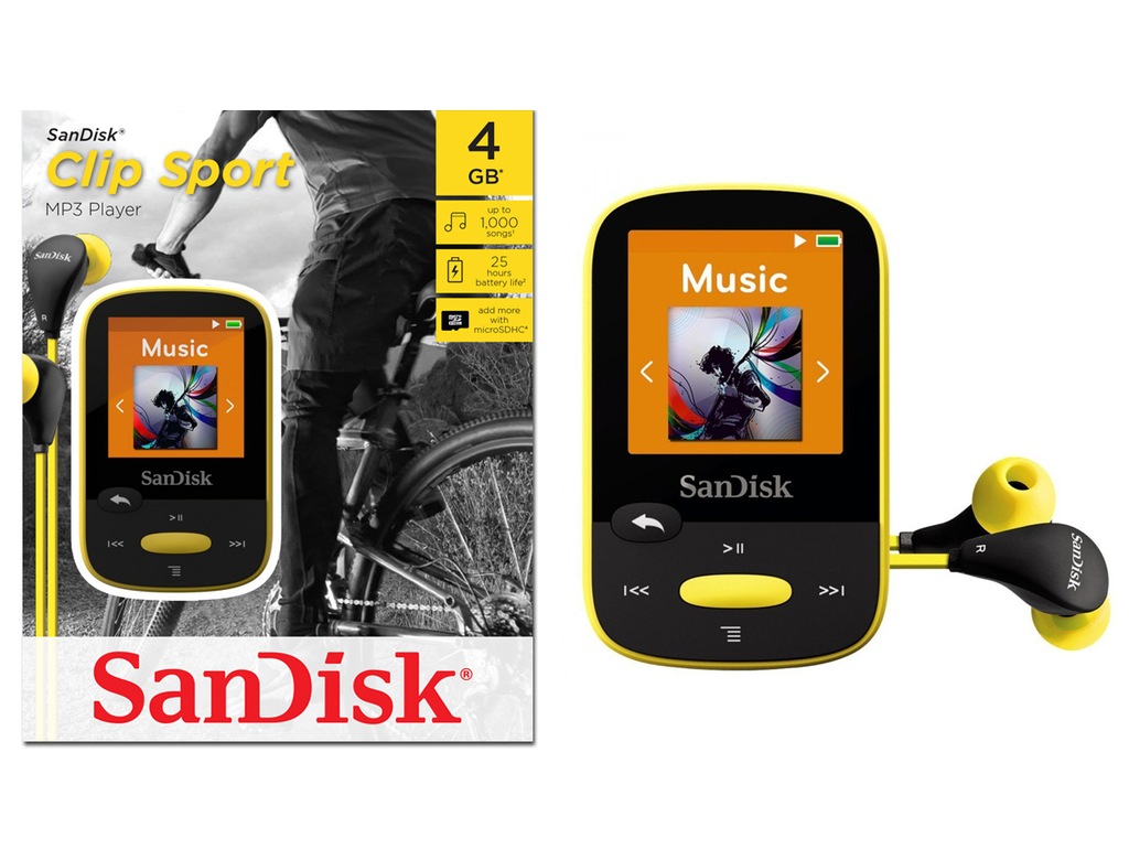 MP3 SANSA PLAYER CLIP SPORT 4GB Z RADIEM ŻÓŁTY 6239776630 oficjalne