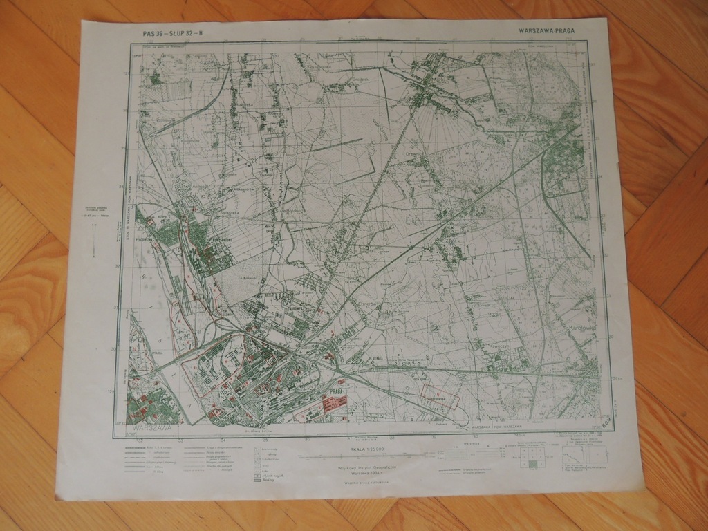 Wojskowa mapa Warszawa -Praga 1934