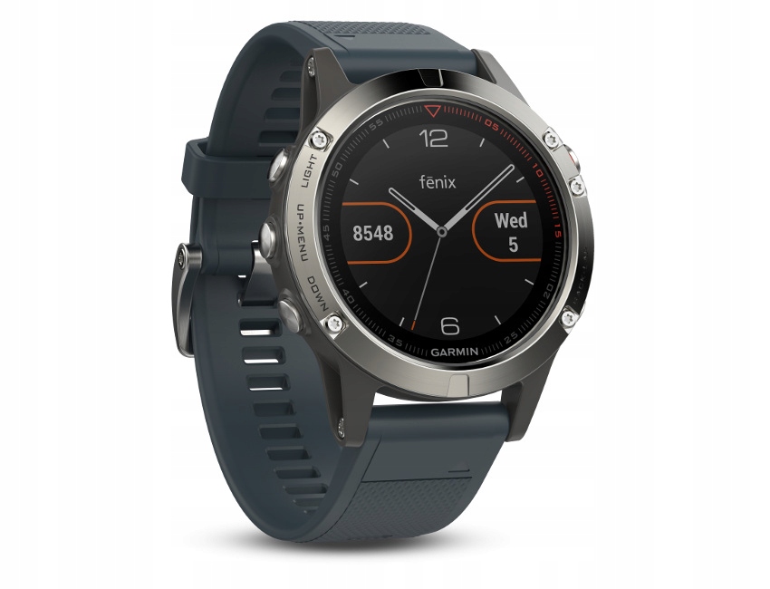 Garmin fenix 5 srebrny (stalowy), grafitowy pasek