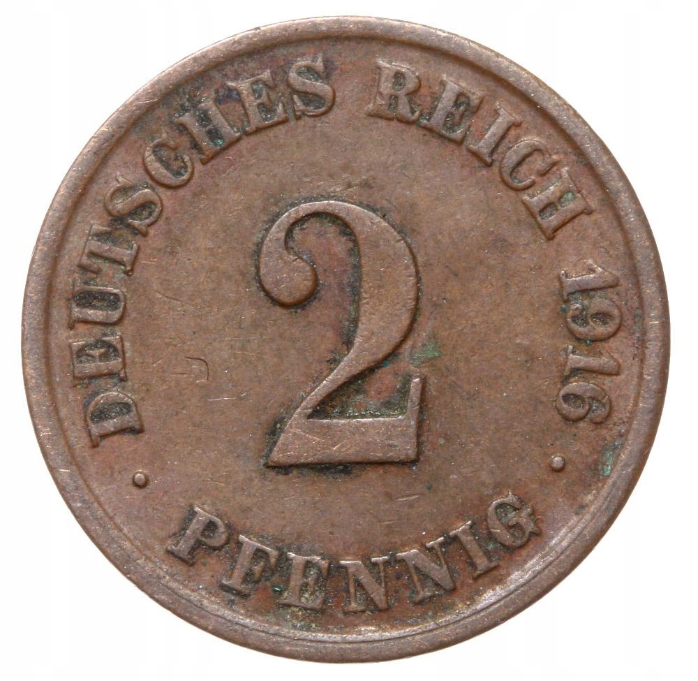 Niemcy - moneta - 2 Pfennig 1916 J - RZADKA !