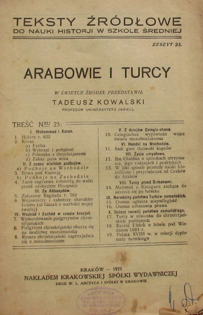 ARABOWIE I TURCY TEKSTY ŹRÓDŁOWE Do nauki historii
