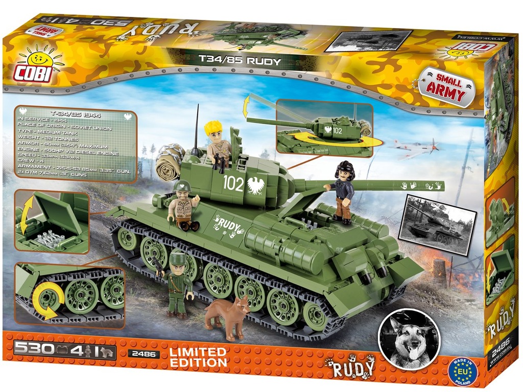 COBI Klocki Czołg RUDY 102 T34/85 CZTEREJ PANCERNI ...