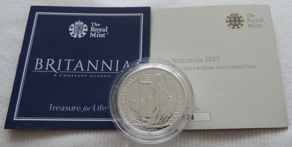 Britannia 2017 Gładka 2 funty 1 oz uncja srebra