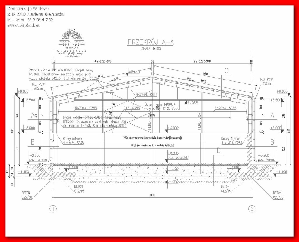 Konstrukcje stalowe, hale, 18x22x5 m,  20x24x3,5 m