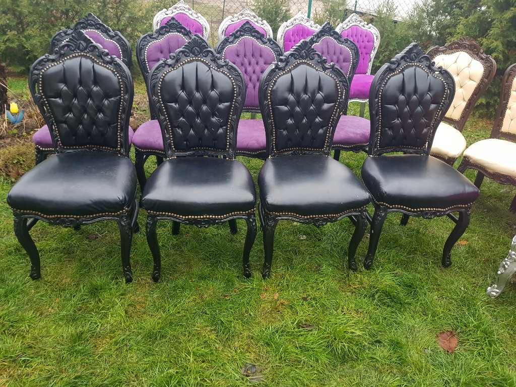 krzesła czarne barok Ludwik