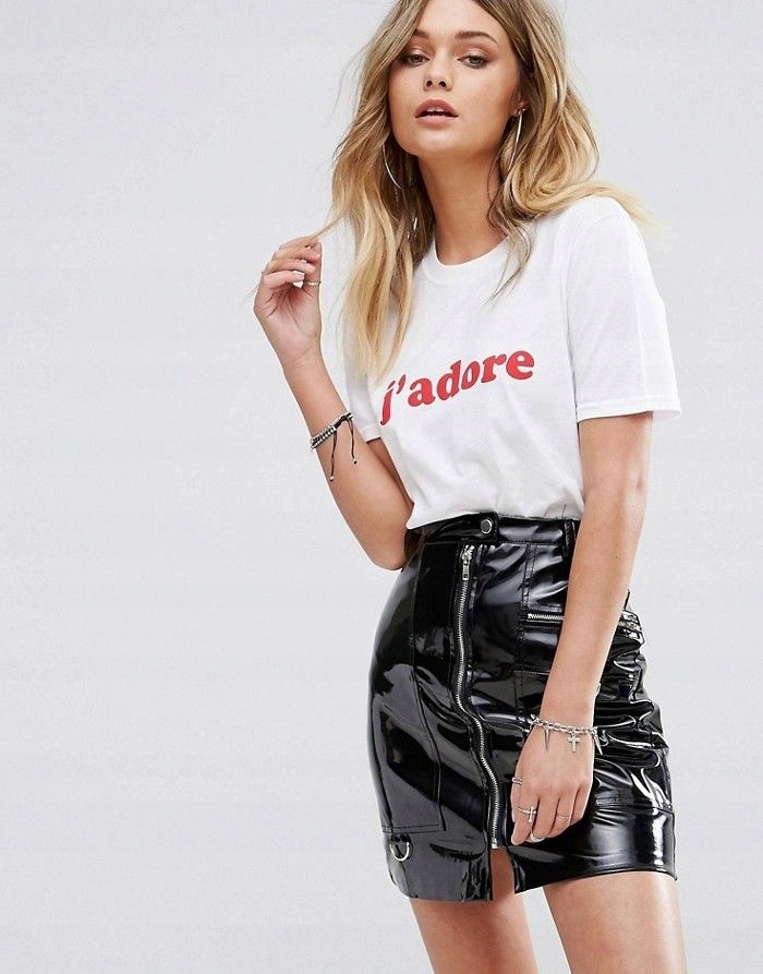 BOOHOO Biały T-shirt napis J'ADORE (M) OKAZJA
