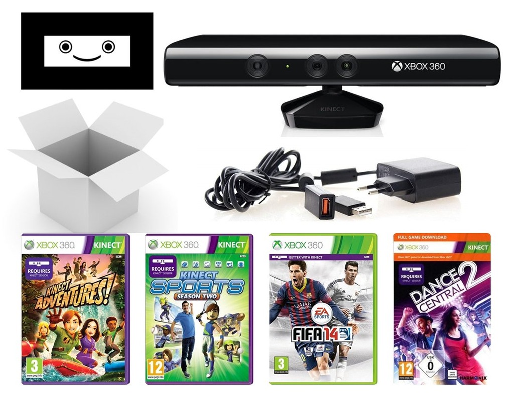 SENSOR KINECT XBOX 360 +4GRY +ROK GWARANCJI OKAZJA