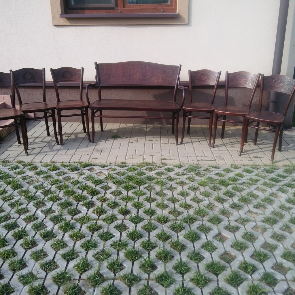 STARE KRZESŁA + ŁAWKA - BRACIA THONET NOWO RADOMSK