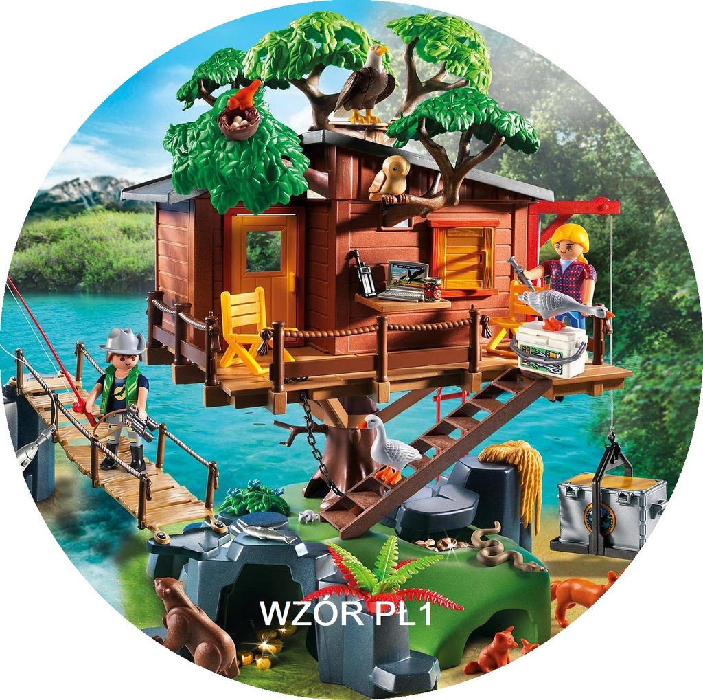 BARDZO GRUBY OPŁATEK NA TORT PLAYMOBIL KLOCKI 20CM