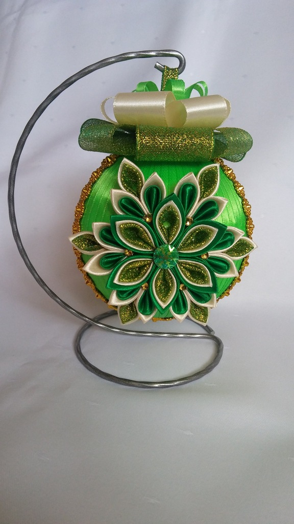 Bombka kanzashi karczoch, rękodzieło 