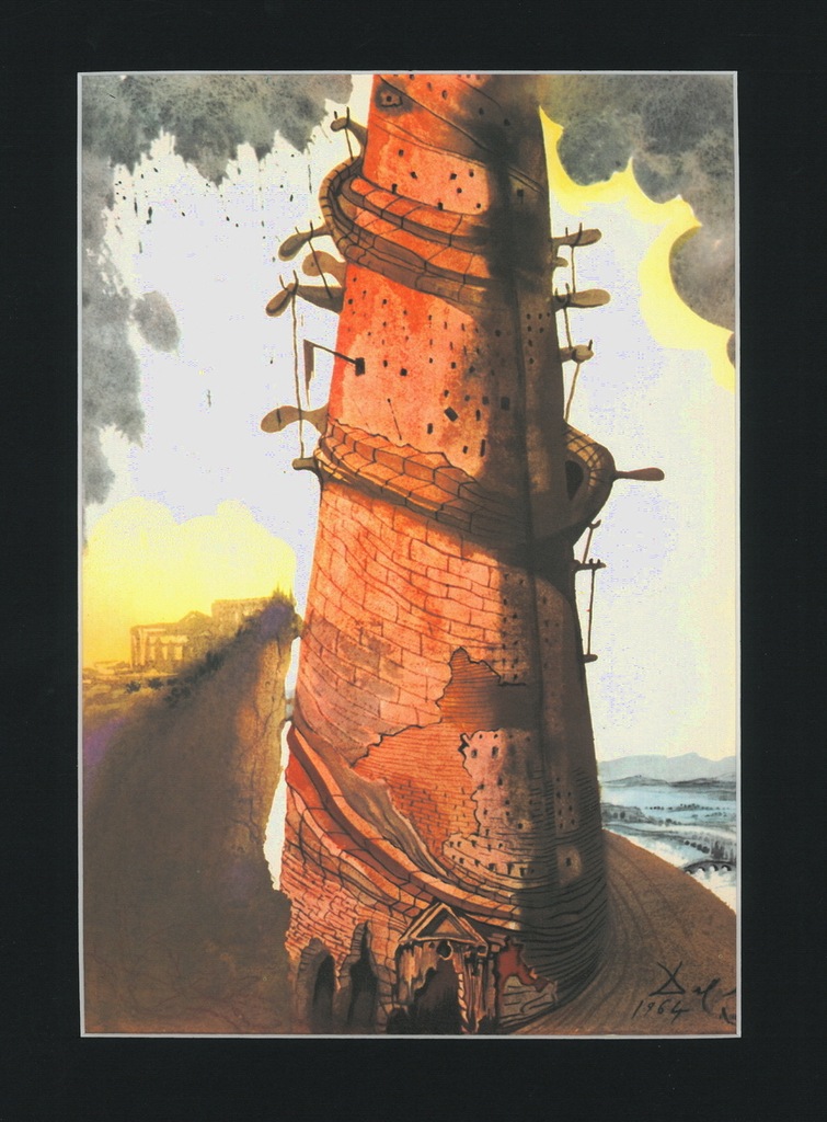 SALVADOR DALI grafika - BIBLIA - WIEŻA BABEL -1970