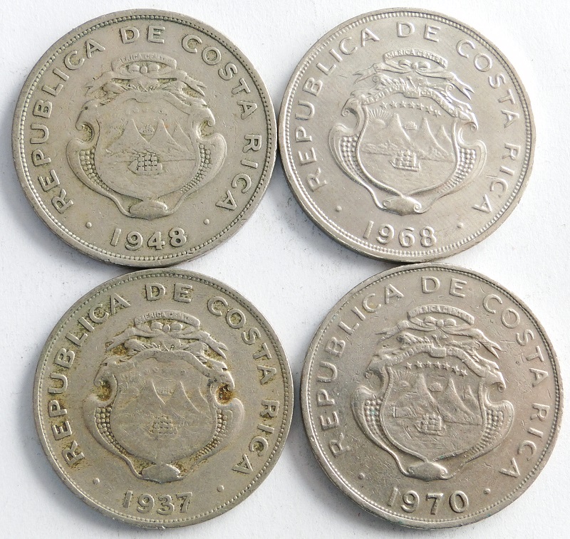 1937-1970 Kostaryka 4x 50 centimos