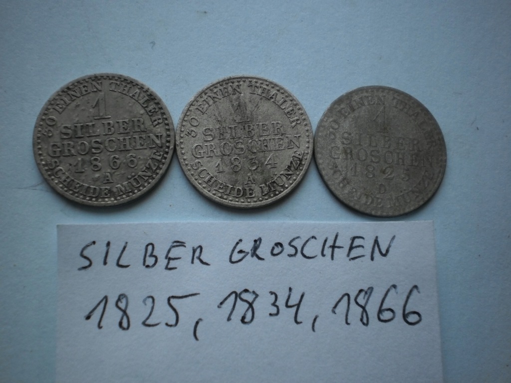 Silber Groscheni Prusy 3 szt. 1825,1834,1866