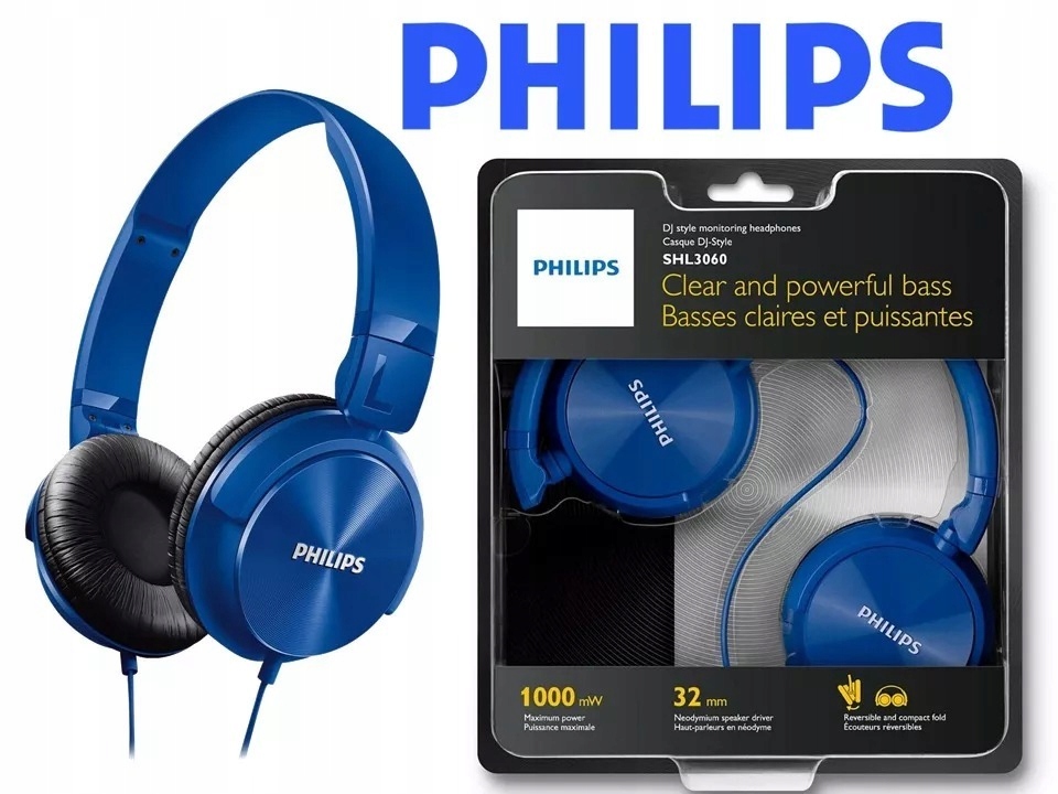 Słuchawki PHILIPS SHL3060BL nagłowne zamknięte