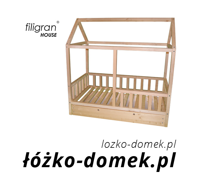 Łóżko DOMEK 180x90 Drewniane filigranHOUSE Premium
