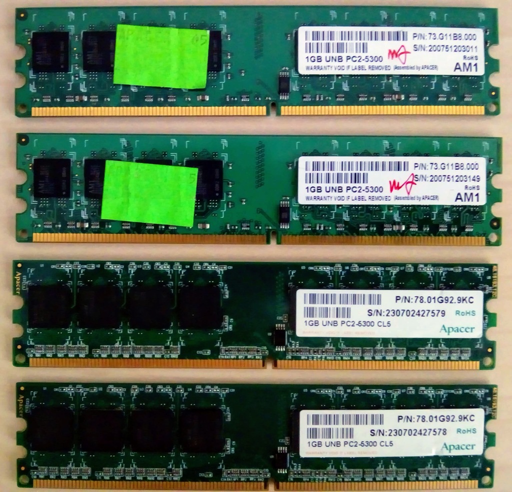 4GB RAM DDR2 APACER (4 x 1GB) PC2-5300 DOBRA CENA