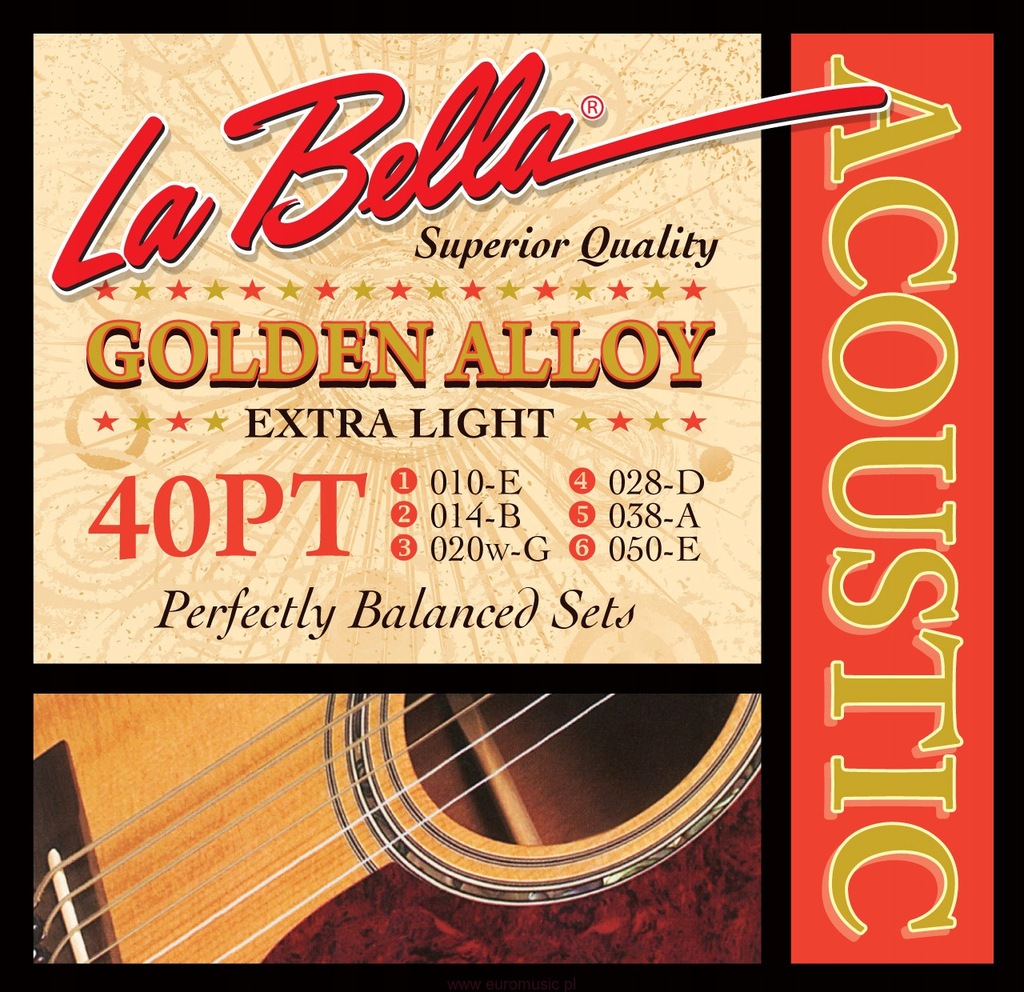Struny do gitary akustycznej La Bella 10-50 USA