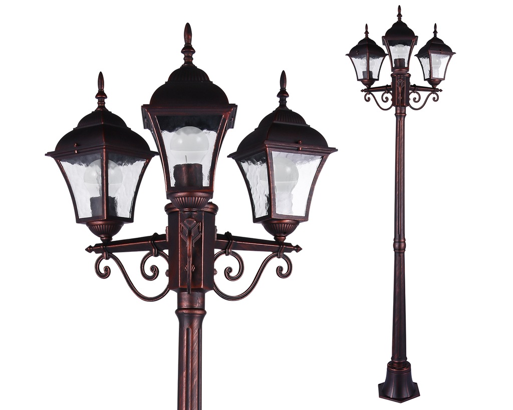 Lampa OGRODOWA Latarnia do Ogrodu Stojąca POTRÓJNA