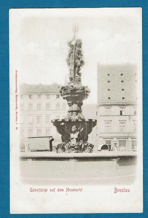 Wrocław. Breslau. Nowy Targ. Fontanna Neptuna