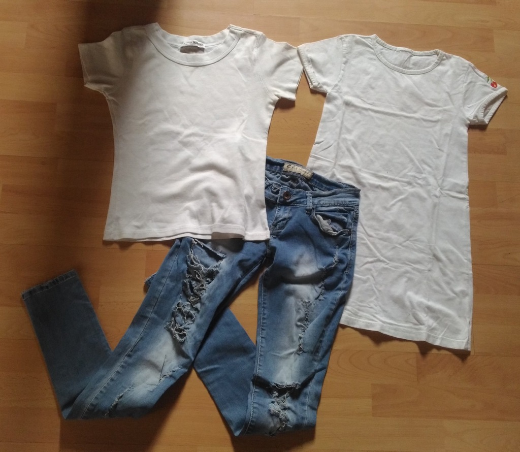 MEGA PAKA zestaw ubrań r. XS/S jeansy bluzki mini