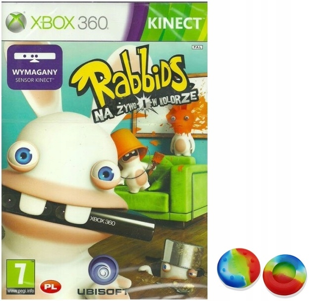 RABBIDS NA ŻYWO I W KOLORZE KINECT X360 PL +Gratis - 7515468677 ...