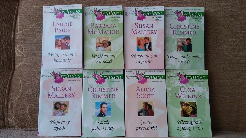 8 Książki Harlequin z serii Orchidea 16 szt Romans