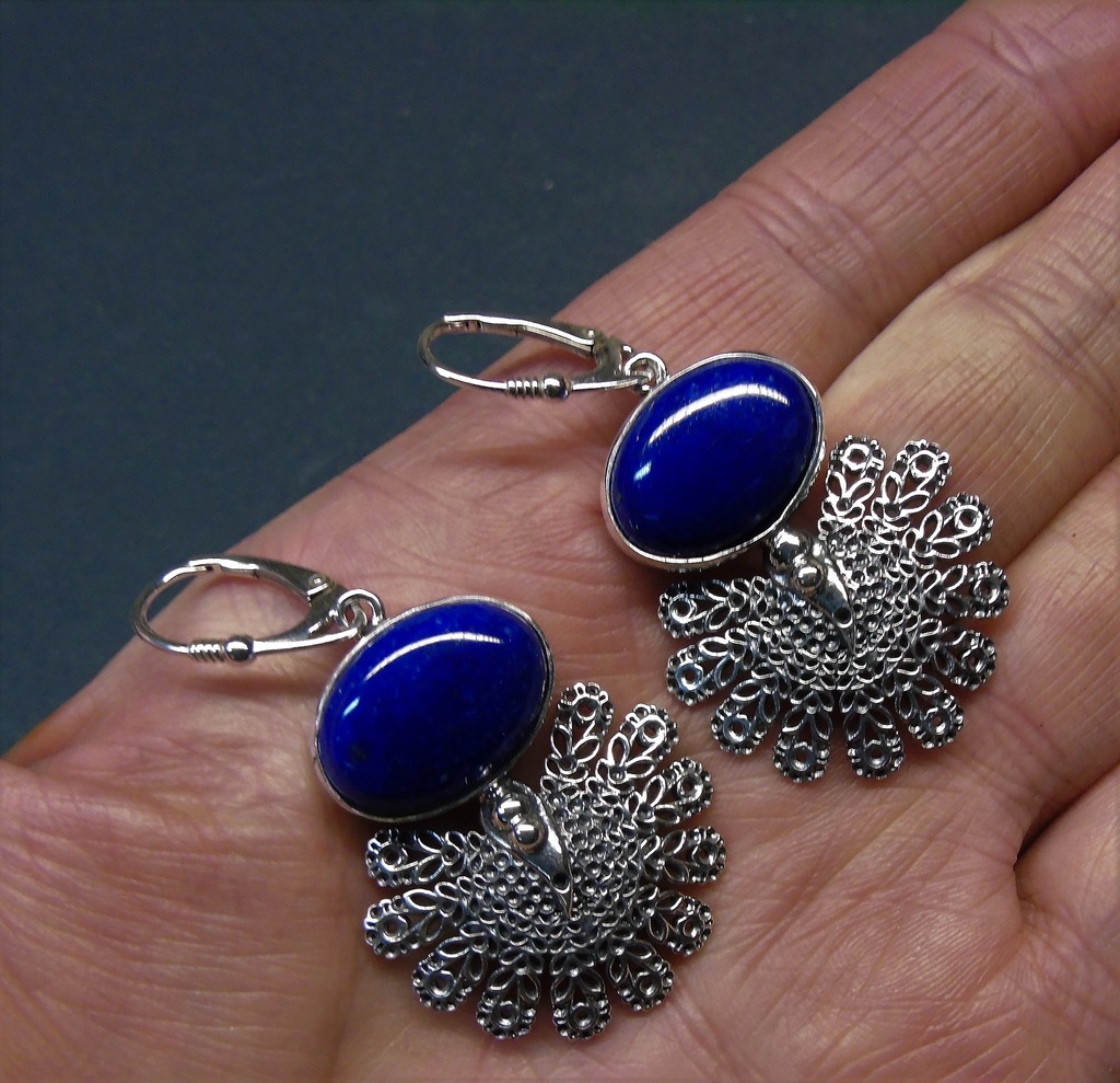 Kolczyki Lapis Lazuli srebro 925.