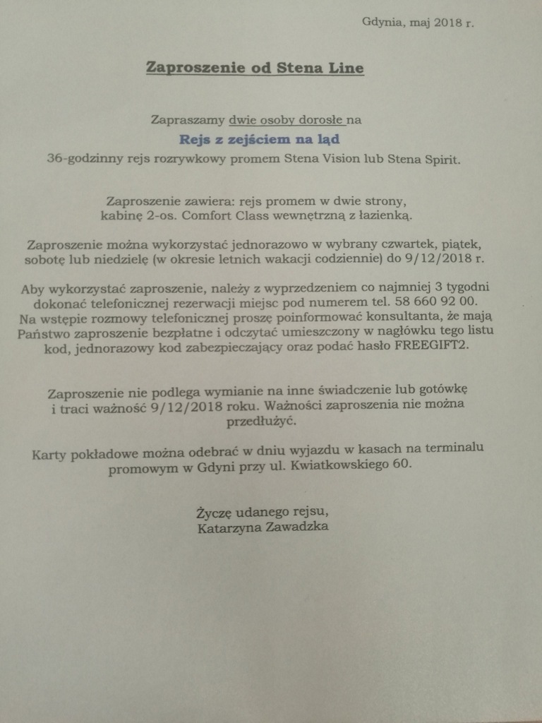 Bilety na prom Stena do Szwecji Karlskrona