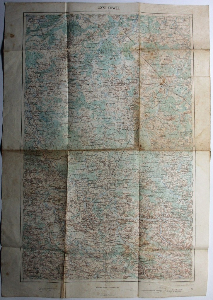 Mapa Kowel, Włodzimierz Wołyński 1915, 43x62 cm