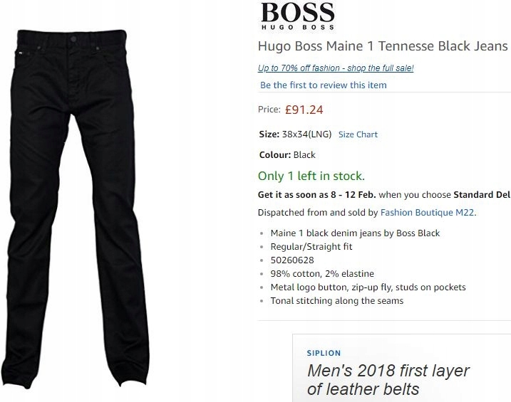 Spodnie Hugo Boss Maine Stretch Regular Fit Pas 90