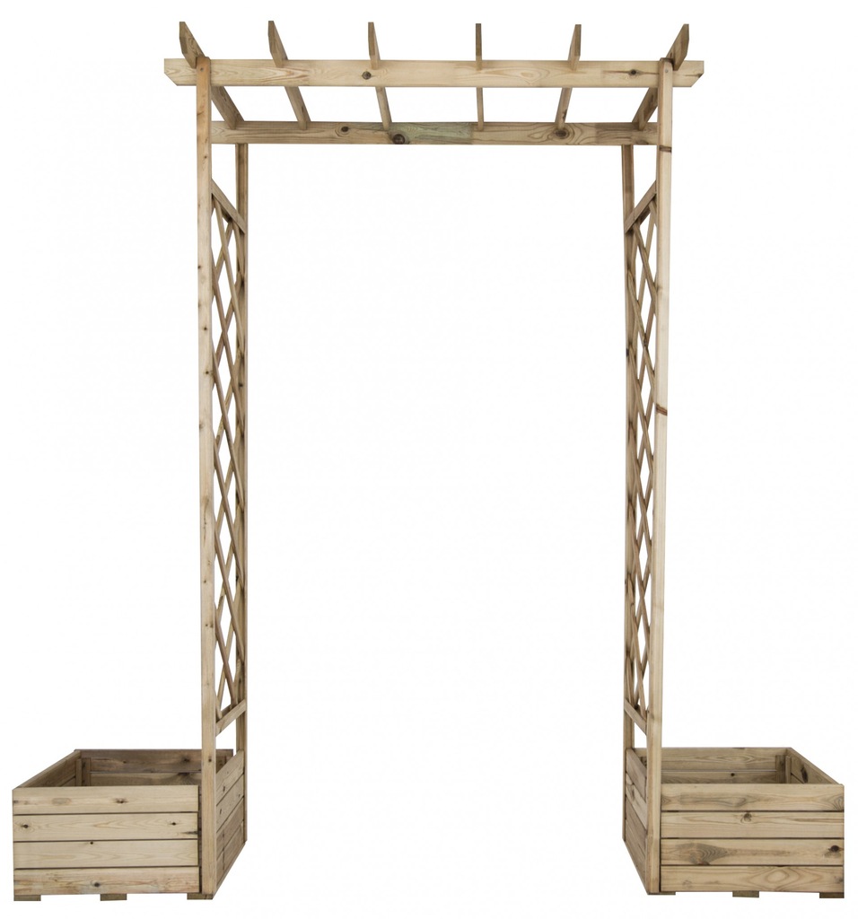 Pergola drewniana z donicami 215x168