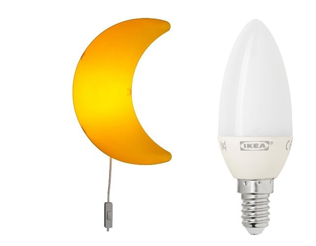 IKEA SMILA LAMPA LAMPKA NOCNA KSIĘŻYC + ŻARÓWKA
