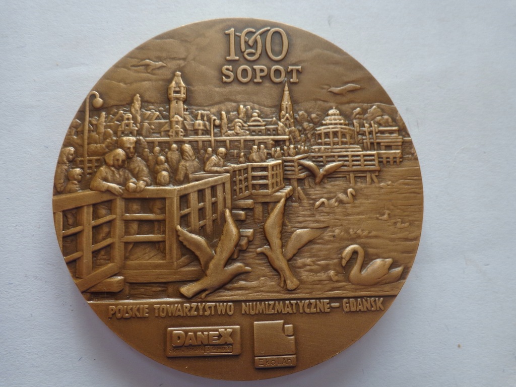 Medal 100 lat Sopotu brąz 7cm