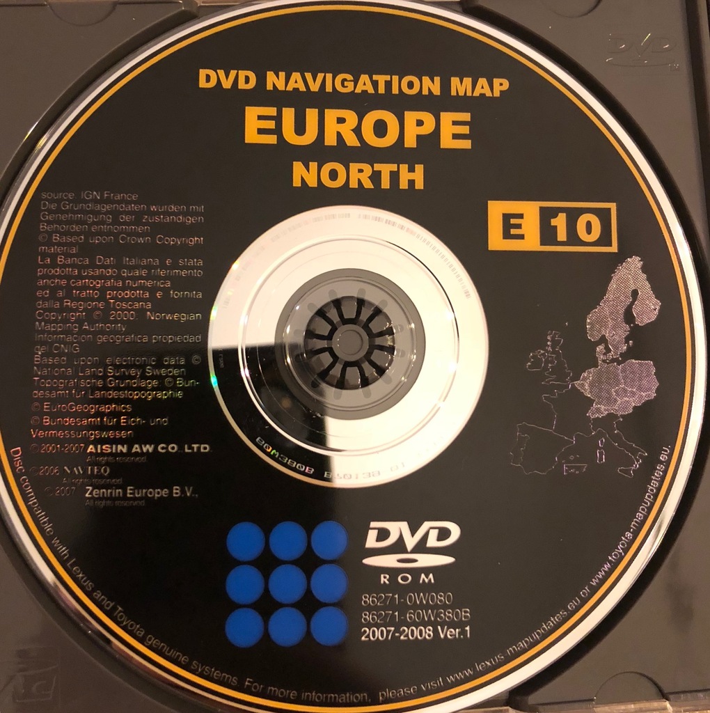 DVD NAVIGATION MAP EUROPE WEST CENTRA TOYOTA LEXUS 7143169451