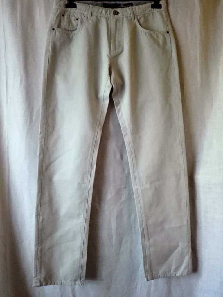 MASSIMO DUTTI spodnie beżowe cienkie proste 42