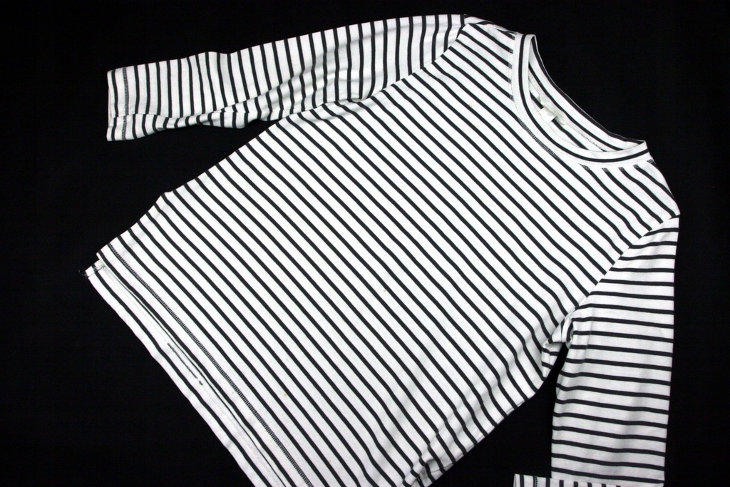 H&M bluzka GRUBSZA w PASY biało-szara_L